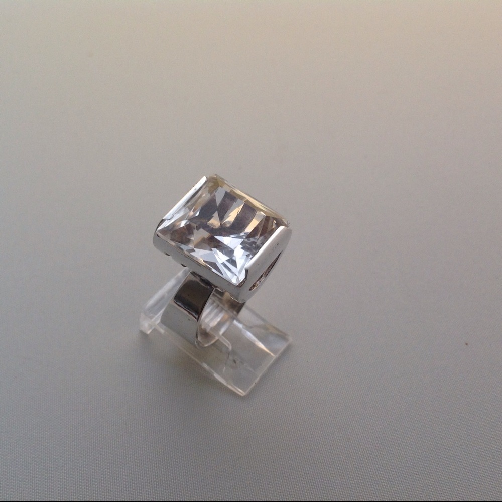 Mid-Century Sterling Crystal Ring